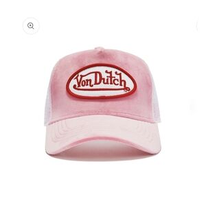 Von Dutch Pink and White Snapback Trucker Hat